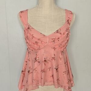 Chic Floral Pink Sleeveless Top
